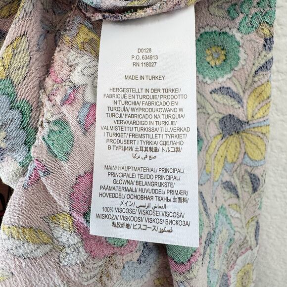 Boden Floral Midi Dress Pink Multicolor Puff Sleeve V-Neck Size 4 - Picture 5 of 5